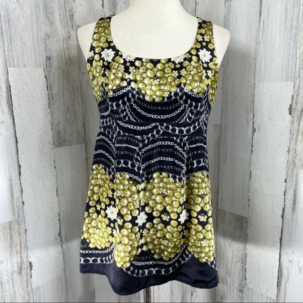 Cabi Pearls Chains 100% Silk Sleeveless Scoop Neck Blouse Top Shirt Sz S‎